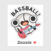 Sticker Basse-ball Funny Baseball Bass Guitariste Pun (Feuille)