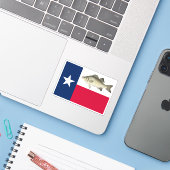 Sticker Basse blanche du drapeau du Texas (Ordinateur portable avec iPhone)