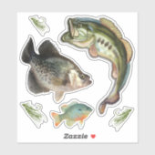 Sticker Basse de pêche Blue Gill Crappie Hooks (Feuille)