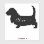 Sticker basset hound chien personnalisez votre nom autocol (Feuille)