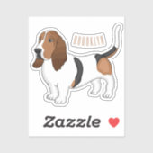 Sticker Basset hound dessin de chien (Feuille)
