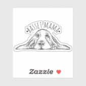 Sticker basset hound mama main dessinée noir blanc simple (Feuille)
