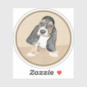 Sticker Basset Hound Peinture Chiot - Art Chien original (Feuille)