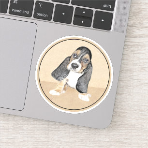 Sticker Basset Hound Peinture Chiot - Art Chien original