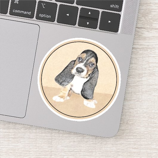 Sticker Basset Hound Peinture Chiot - Art Chien original (Détail)