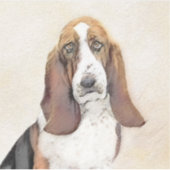 Sticker Basset Hound Peinture - Cute Original Chien Art (Devant)