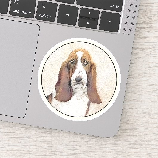 Sticker Basset Hound Peinture - Cute Original Chien Art (Détail)