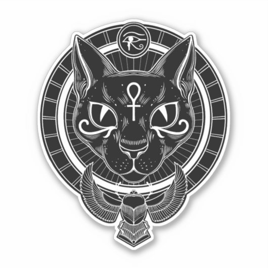 Sticker Bastet, chatte de déesse égyptienne (Devant)