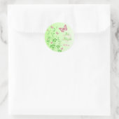 Sticker Bat mitzvah aux papillons floraux roses et (Sac)