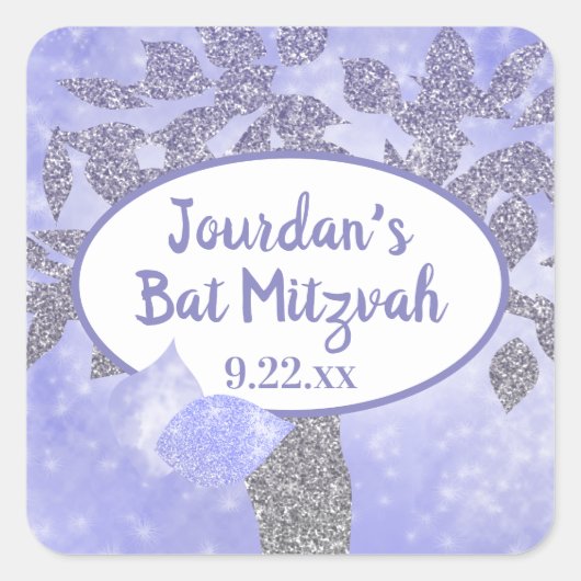 Sticker Bat mitzvah en argent chatoyant (Devant)