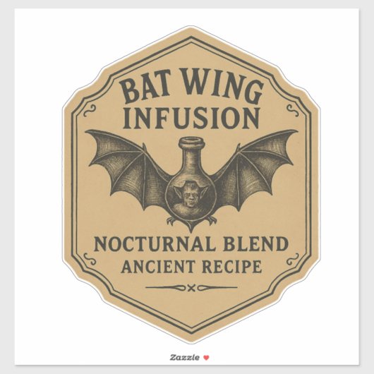 Sticker Bat Wing Infusion - Halloween Apothecary Label (Feuille)