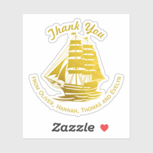 Sticker Bateau de Grand Voilier Doré Navigation Maritime M
