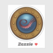 Sticker Bateau vintage Porthol Octopus Steampunk Nautique (Feuille)