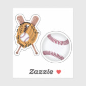 Sticker Bateaux de baseball et gant de baseball (Feuille)