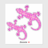 Sticker Batik tribal Gecko, Orchidée et Shell rose (Feuille)