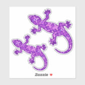 Sticker Batik tribal Gecko, Violet et Améthyste violet (Feuille)