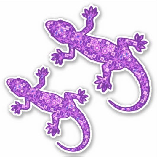 Sticker Batik tribal Gecko, Violet et Améthyste violet (Devant)