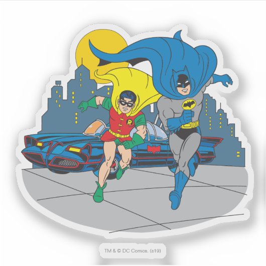 Sticker Batman Et Robin En Course (Devant)