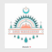 Sticker bâton de lune arc-en-ciel boho (Feuille)