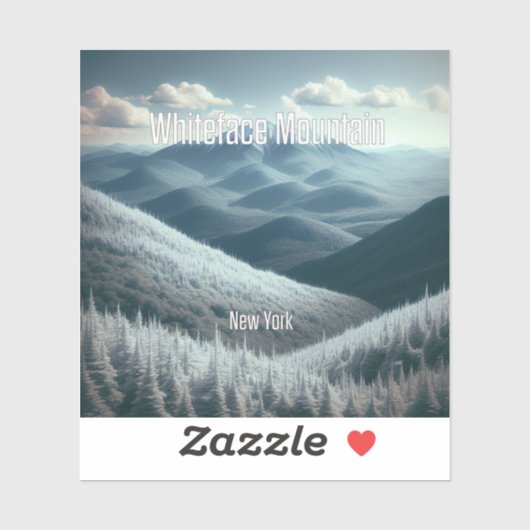 Sticker Bâton en vinyle de 3 pouces de Whiteface Mountain (Feuille)