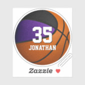 Sticker bâton violet équipe école esprit garçons de basket (Feuille)