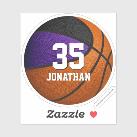 Sticker bâton violet équipe école esprit garçons de basket (Feuille)