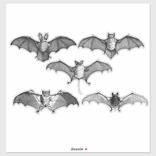 Sticker Bats Bats Noirs Et Blancs (Feuille)