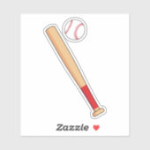 Sticker Batte de baseball avec balle (Feuille)