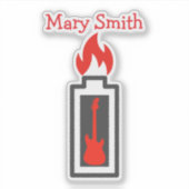 Sticker Batterie, guitare et flamme (Devant)