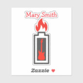 Sticker Batterie, guitare et flamme (Feuille)