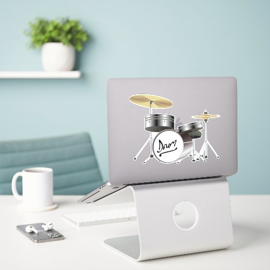 Sticker batterie-instruments-musique-batterie (Ordinateur portable sur le bureau)