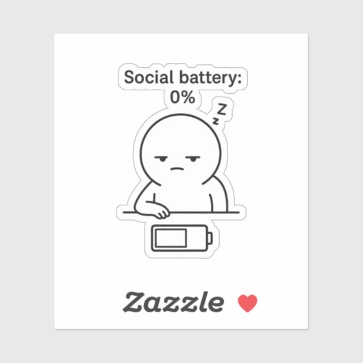 Sticker Batterie sociale : 0% - Funny Chubby Character Int (Feuille)