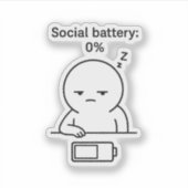 Sticker Batterie sociale : 0% - Funny Chubby Character Int (Devant)