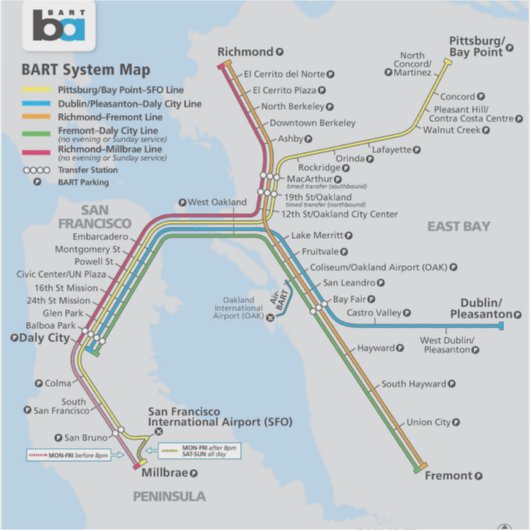 Sticker Bay Area Bart Train Map (Devant)