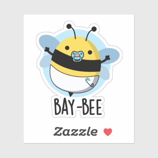 Sticker Bay-bee Funny Baby Bee Pun (Feuille)