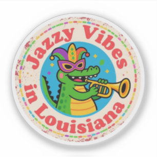 Sticker Bayou Charm_Louisiana Mardi Gras Alligator Vintage