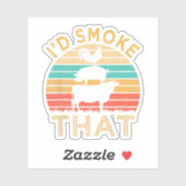 Sticker Bbq amusant Je fumerais ce barbecue Retro Grilling (Feuille)