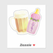 Sticker BBQ bébé et bière | Thème de la douche extérieure (Feuille)