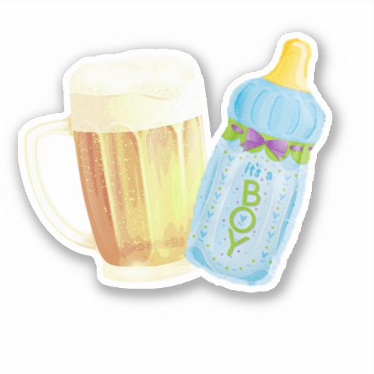 Sticker BBQ bébé et bière | Thème de la douche extérieure  (Devant)