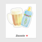 Sticker BBQ bébé et bière | Thème de la douche extérieure  (Feuille)