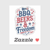 Sticker BBQ, Beers & Freedom – Retro 4th of July Vibes (Feuille)