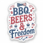 Sticker BBQ, Beers & Freedom – Retro 4th of July Vibes (Recto)