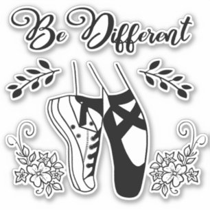 Sticker Be Different Ballet Chaussures Noir et Blanc