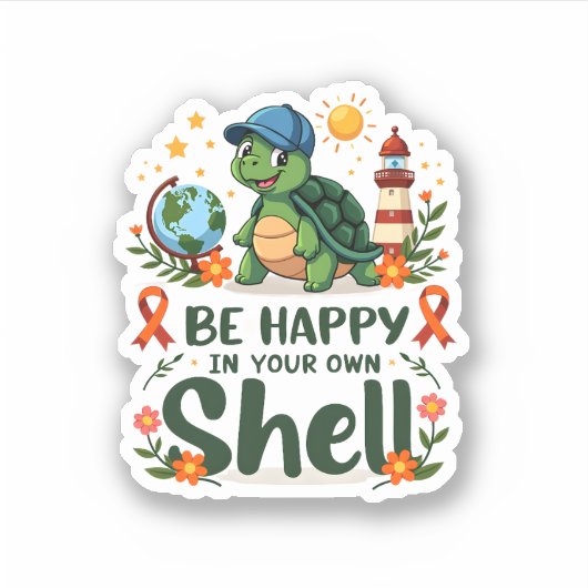 Sticker Be Happy In Your Own Shell Turtle Autism Awareness (Devant)