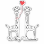 Sticker Be My Valentine Giraffe Couple Red Heart Balloon (Devant)