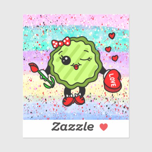 Sticker Be My Valentine Holiday Pickle (Feuille)