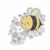 Sticker Be The Buzz | Cute Honeybee Watering Wildflowers  (Devant)