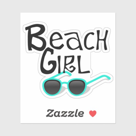 Sticker Beach Girl avec lunettes de soleil (Feuille)