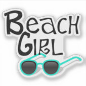 Sticker Beach Girl avec lunettes de soleil (Devant)