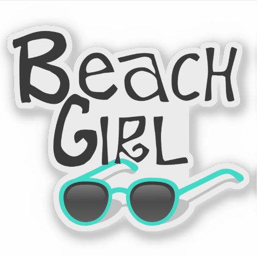 Sticker Beach Girl avec lunettes de soleil (Devant)